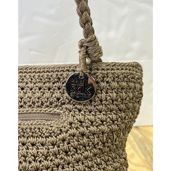 The Sak Original Brown Taupe Crochet Double Strap Shoulder Bag Boho Minimalist - Picture 6 of 16